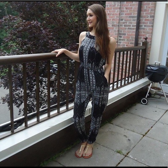 Pants - Black and white jumpsuit